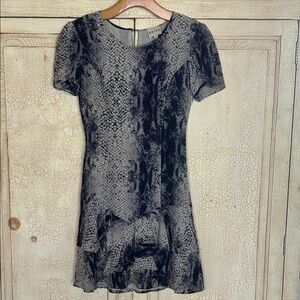 Reiss Blue Python Ruffle Hem Silk Dress Ruffles Cocktail Women’s Size 6